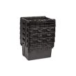 Stack of black lidded crates