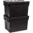 Stack of black lidded crates