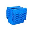 Nest of blue plastic lidded crates