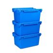 Stack of blue plastic crates