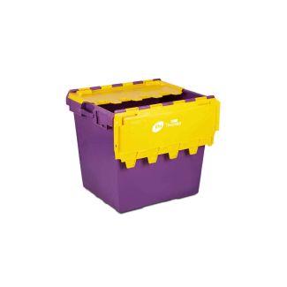 Large purple and yellow computer crate